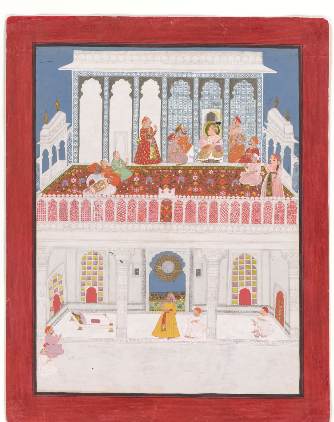 A maharana holds court in a white marble hall