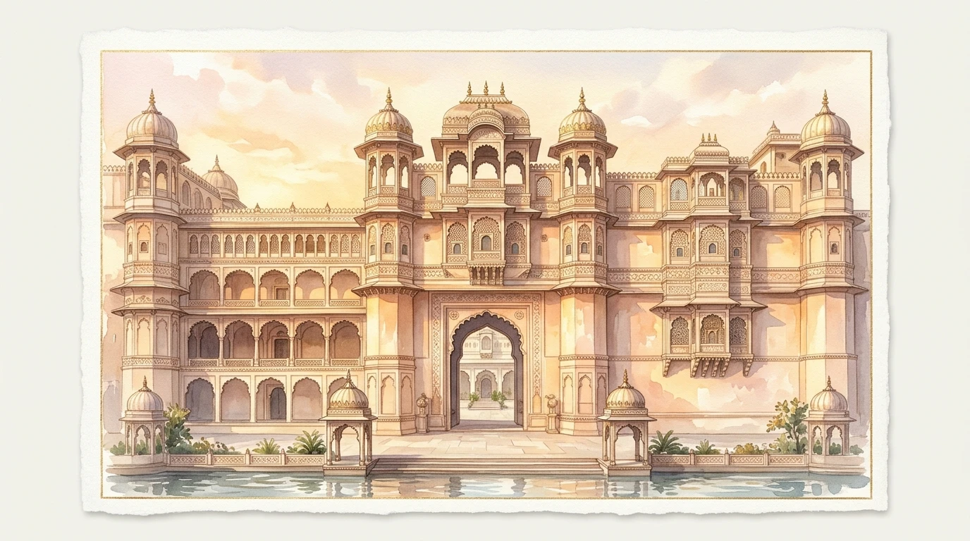 The City Palace Udaipur Architectural Artwork