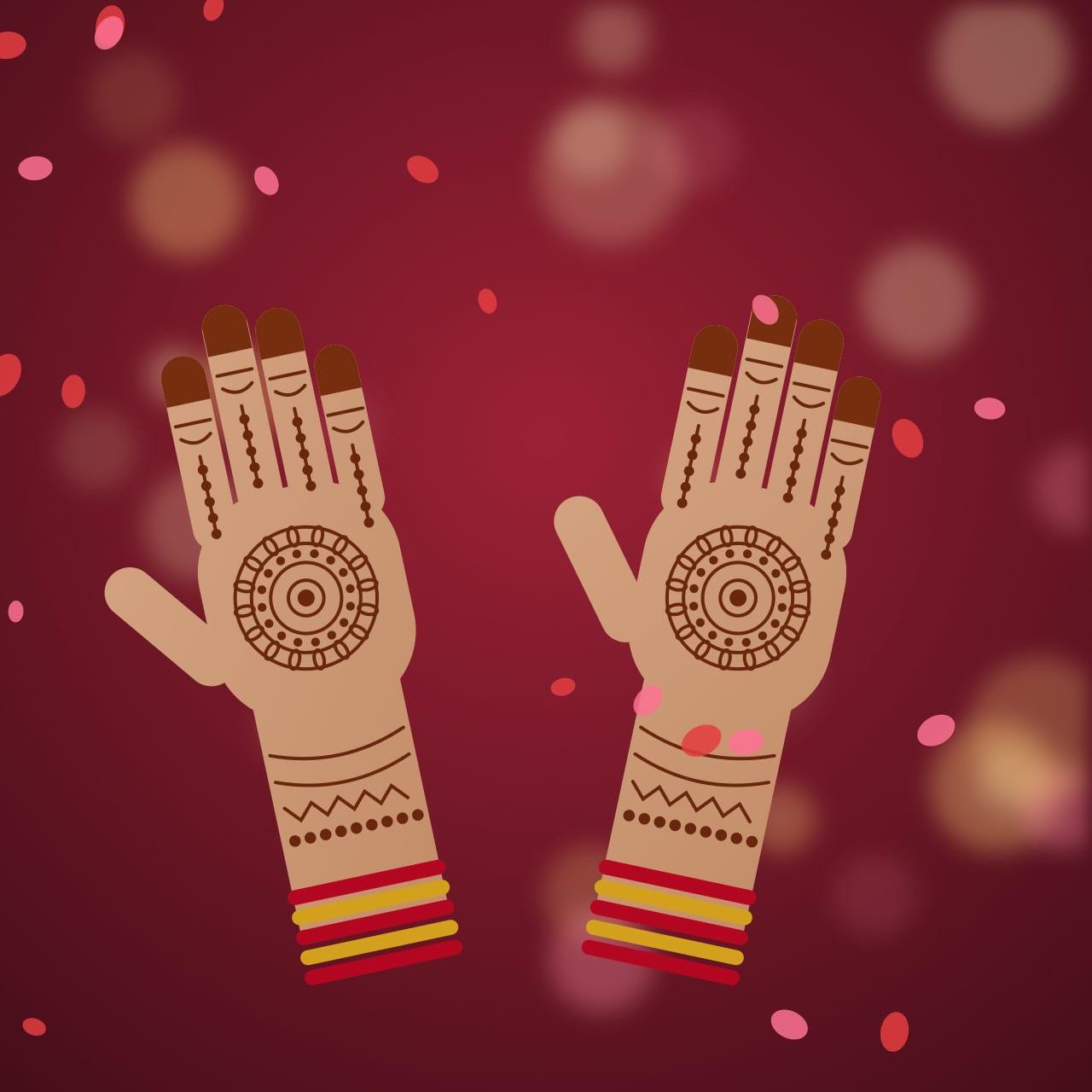दुल्हन की मेहँदी से सजे हाथ