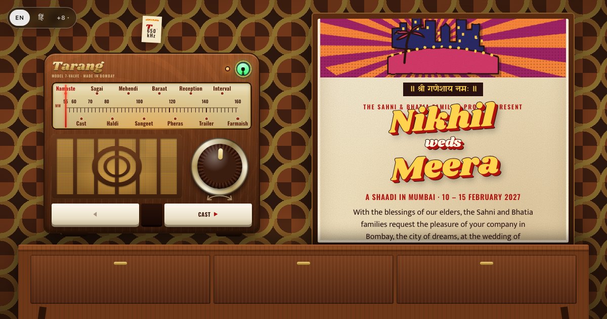 The Radio Talkies invitation open on its first page